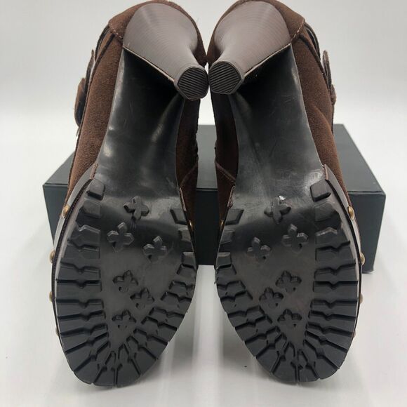 Colin‎ Stuart heeled Booties Women's Size 8 Brown Suede Adjustable buckle - Picture 10 of 10